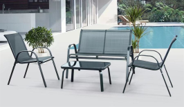 סט ריהוט גינה במכירה מוקדמת 30 ימי עסקים דגם SIENA ארבעה חלקים כולל שולחן תואם צבע אפור כהה homeford