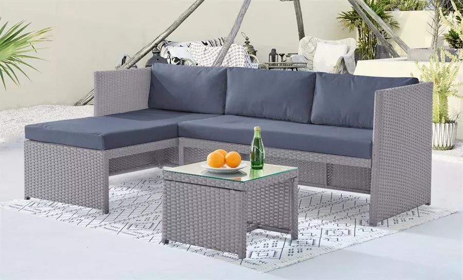 מערכת ישיבה פינתית לחצר/מרפסת מבית MY CASA צבע שחור/בז' מתצוגה ועודפים