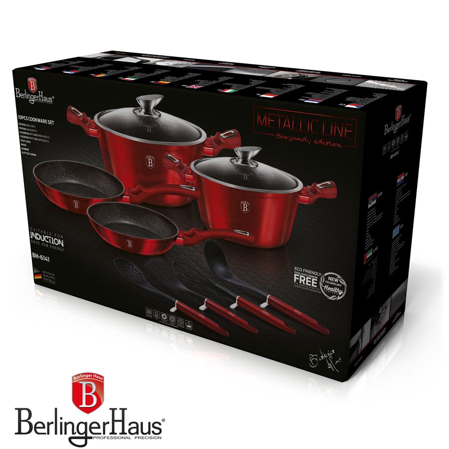 BH-6141 סט סירי אבן שיש אדום 10 חלקים