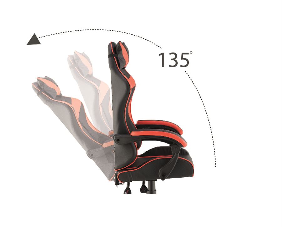כסא גיימינג עם בסיס מתכת וגב גבוה דגם PRO3 צבע אדום מתצוגה ועודפים