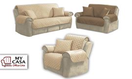 סט 3 כיסויי סלון דו צדדי חום/בז' מתצוגה ועודפים homeford