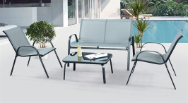 סט ריהוט גינה במכירה מוקדמת 30 ימי עסקים דגם SIENA ארבעה חלקים כולל שולחן תואם צבע אפור בהיר homeford